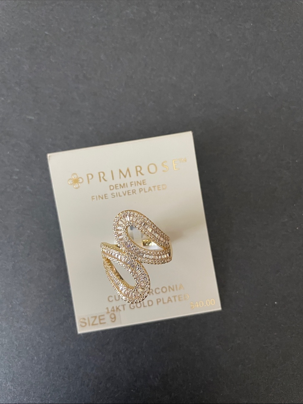 Primrose 14kt Gold-Plated Twisted Pave Ring - Gold